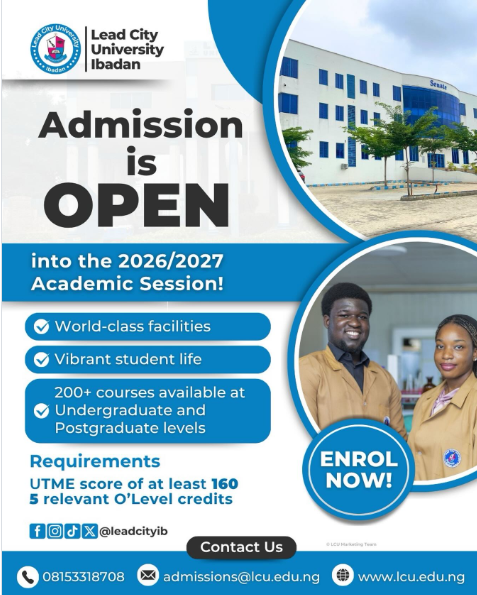 Lead City University Post-UTME/DE Form 2026/2027: Cut-Off Mark, Eligibility and Registration Details
